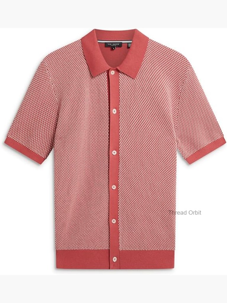 Men's Heavyweight Knit Short Sleeve Textured Elevated Casual Shirt